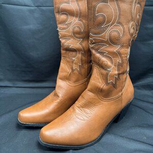 Women's Brown Faux Leather Western Cowgirl Boots size 11